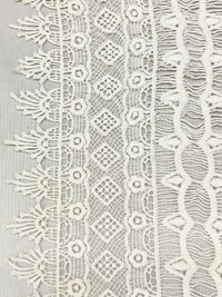 Eggshell 100% Nylon Double Scalloped Multi-Design Guipere Lace 48W