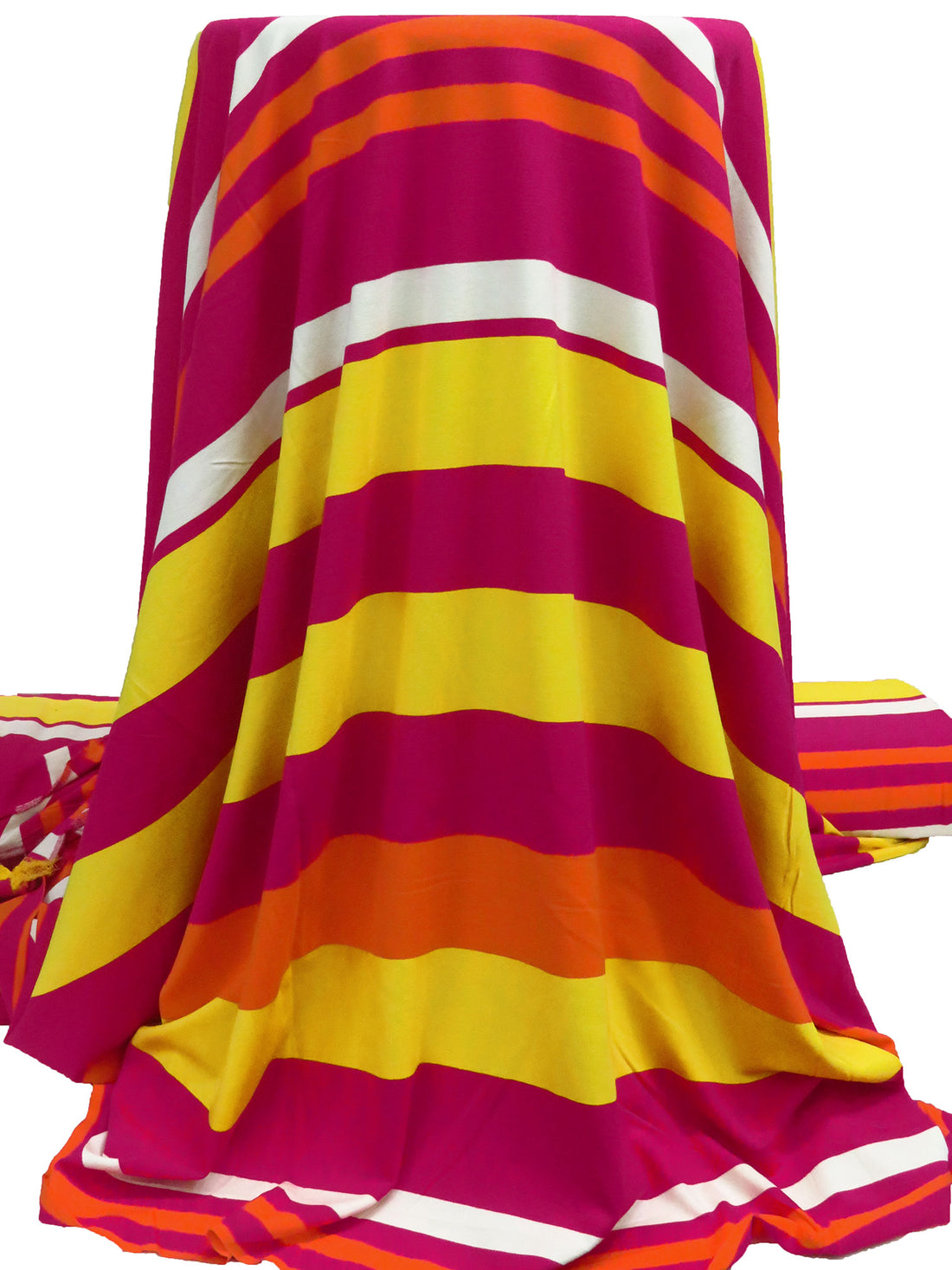 Orange/Citrine/Rose Garnet/Multi Rayon/Lycra Horizontal Stripe Print Jersey Knit 62W