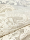 Ivory 100% Nylon Embroidered Double Scalloped Ornate Floral Design Lace On Netting 51W