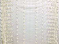 Ivory 100% Nylon Embroidered Double Scalloped Ornate Floral Design Lace On Netting 51W