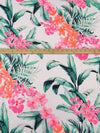 French Pink/Sunset Orange/White/Multi Rayon/Lycra Large Tropical Plants Print Jersey Knit 66W