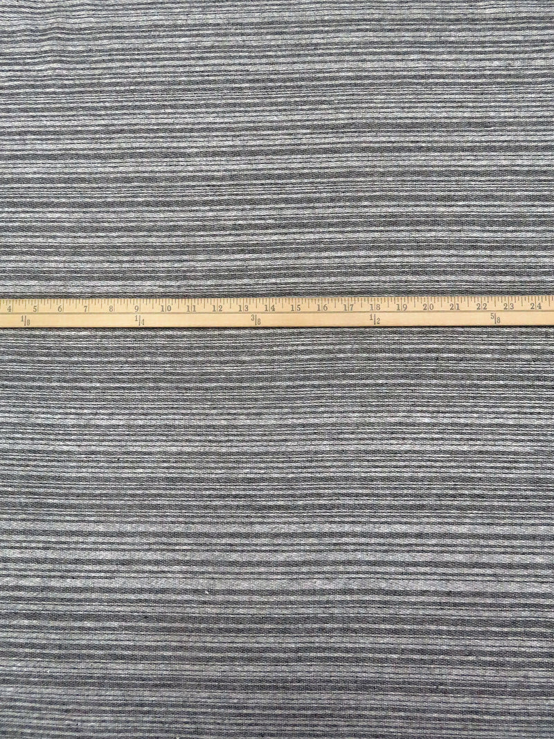 Cloud Gray/White/Black Cotton/Polyester Horizontal Stripe Weave French Terry Knit 68W