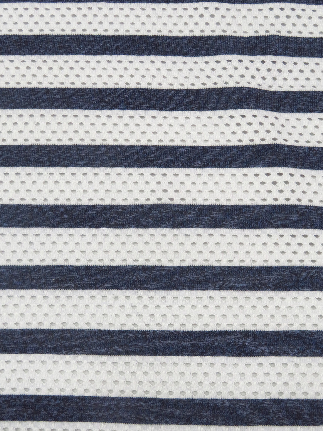 White/Dark Blue/Queen Blue Polyester/Cotton Eyelet Horizontal Stripe Weave Knit 50W