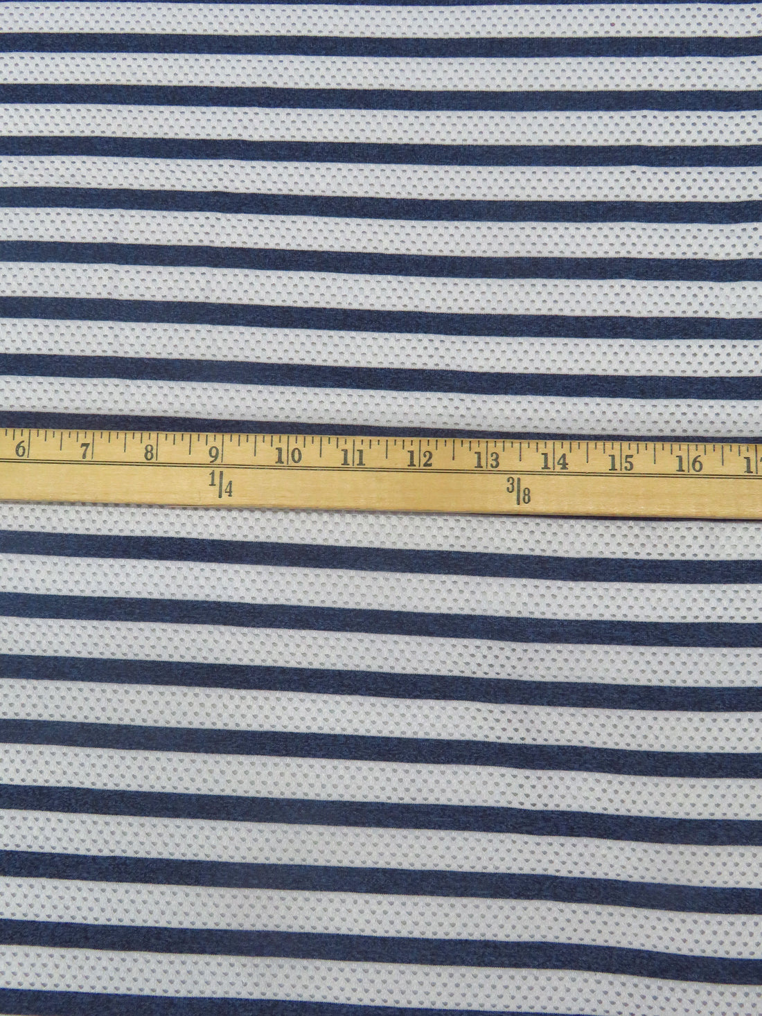 White/Dark Blue/Queen Blue Polyester/Cotton Eyelet Horizontal Stripe Weave Knit 50W