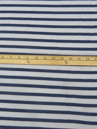 White/Dark Blue/Queen Blue Polyester/Cotton Eyelet Horizontal Stripe Weave Knit 50W
