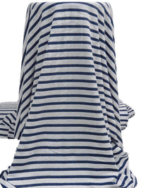 White/Dark Blue/Queen Blue Polyester/Cotton Eyelet Horizontal Stripe Weave Knit 50W