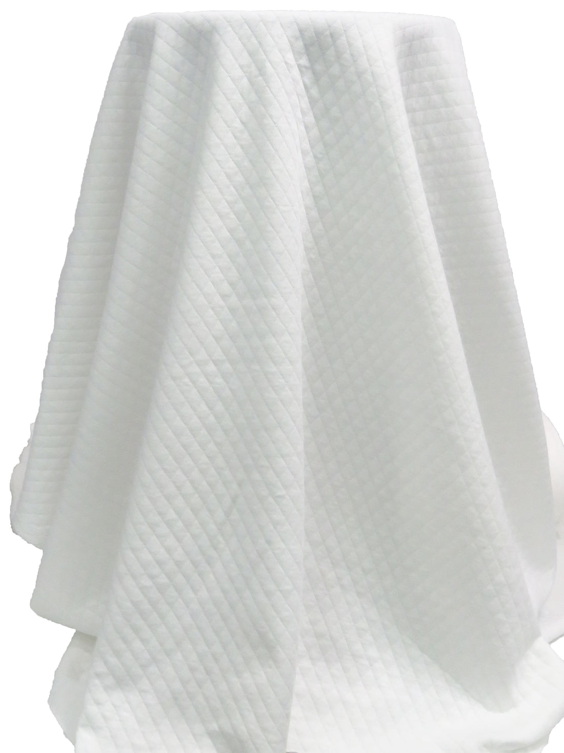White Polyester/Cotton Quilted Diamond Double Knit 50W