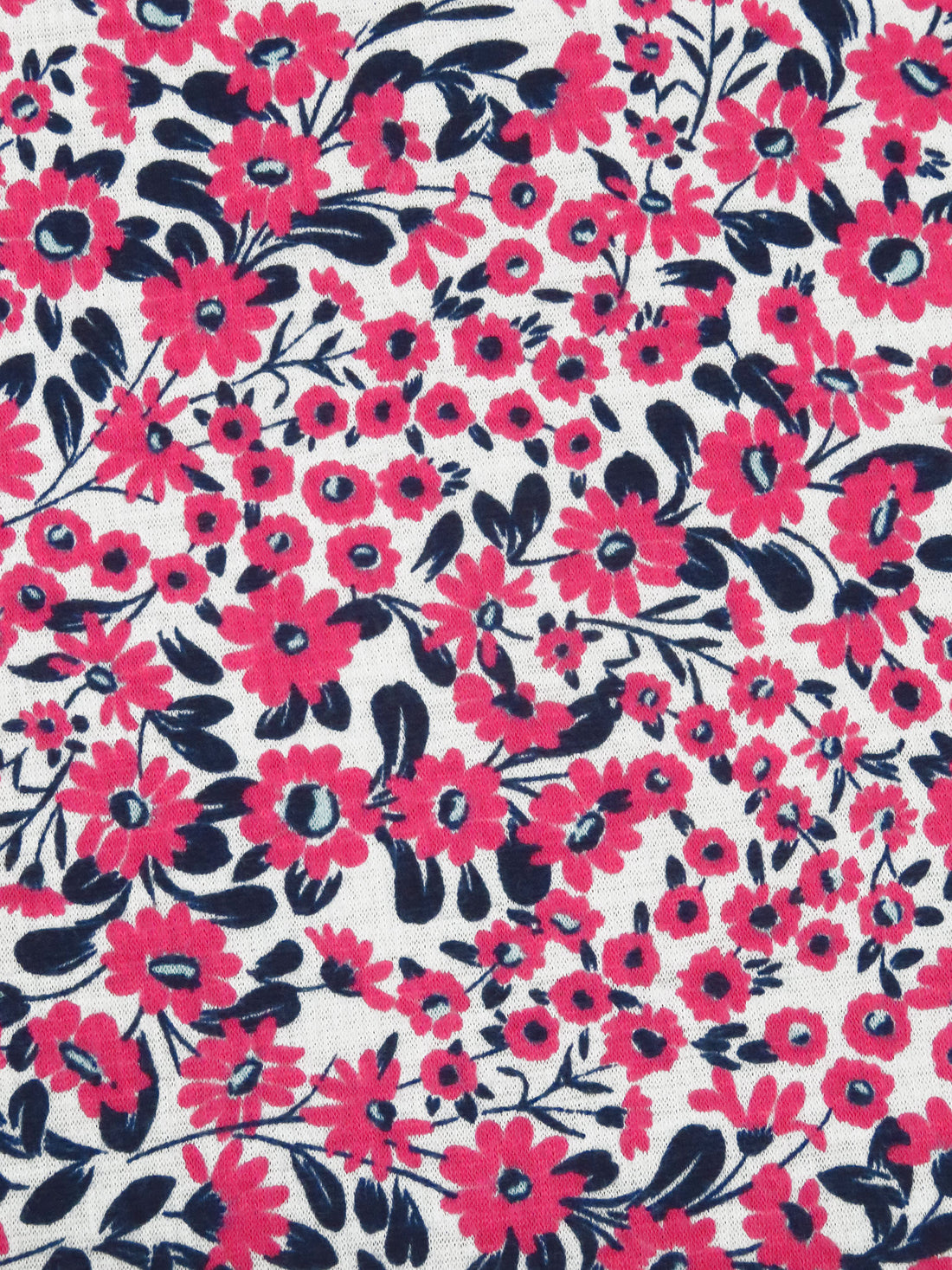 Dark Pink/White/Midnight Navy 100% Polyester Floral Print Crinkle Weave Knit 59W