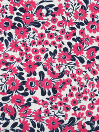 Dark Pink/White/Midnight Navy 100% Polyester Floral Print Crinkle Weave Knit 59W