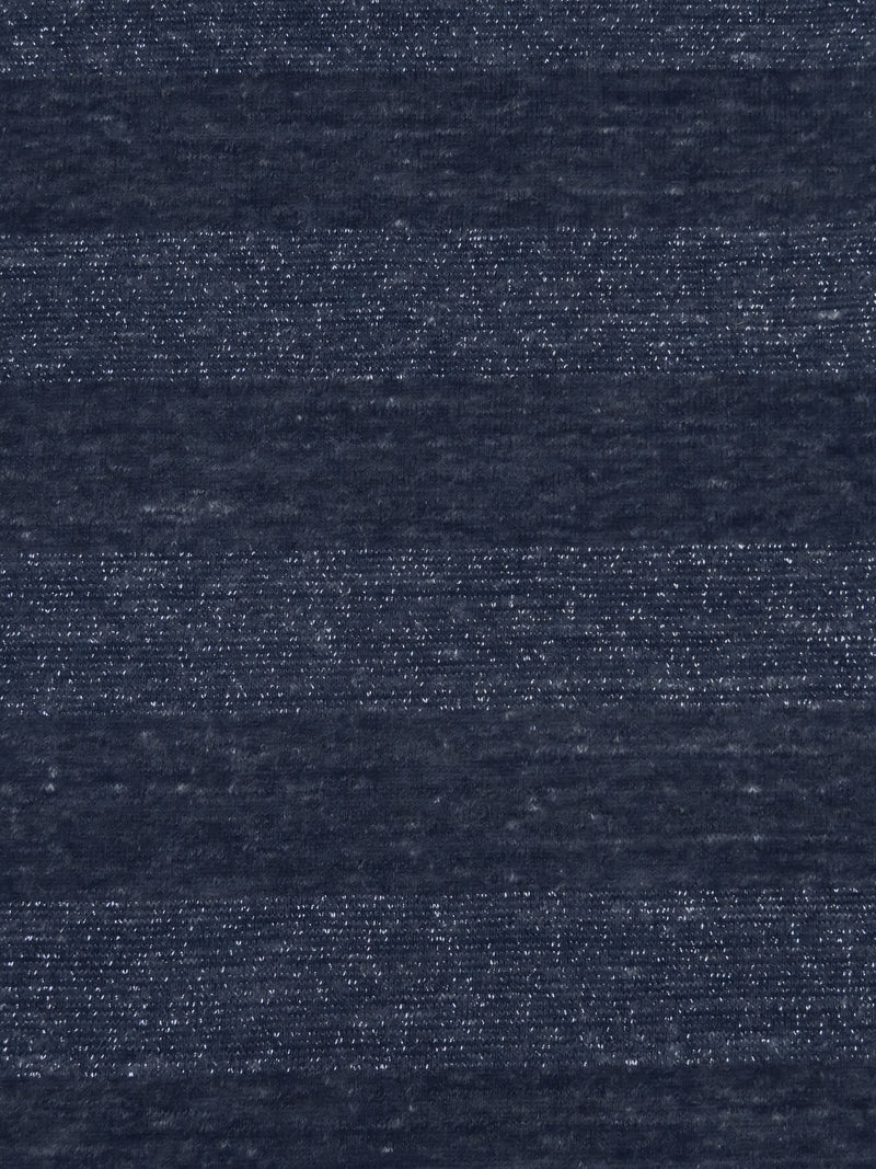 Dark Navy/Silver Cotton/Polyester/Metallic Heathered Horizontal Stripe Weave Jersey Knit 52W