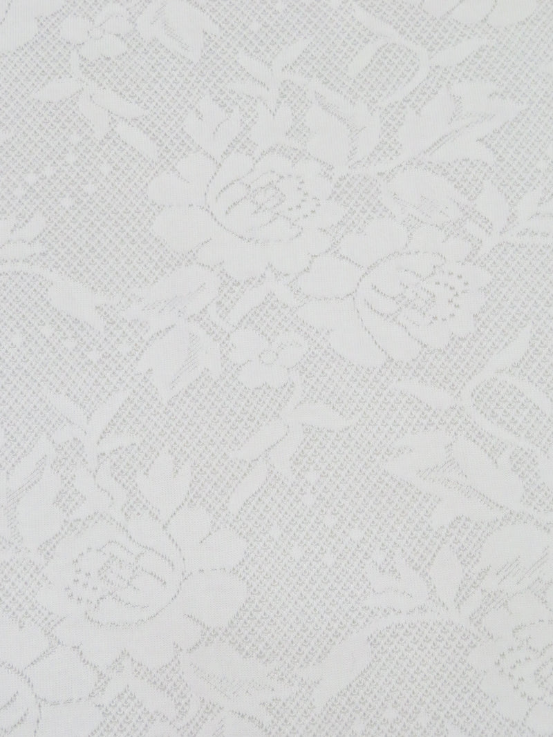 White Cotton/Polyester Floral Weave Jacquard Knit 56W