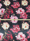 Black/Rose Red/Pale Butter Yellow/Multi Polyester/Lycra Large Floral Print Stretch Satin 58W