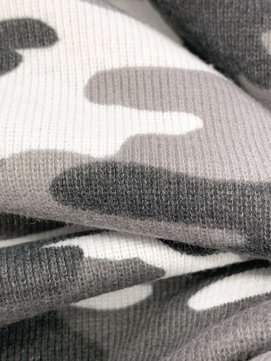 Storm Gray/White/Stone 100% Cotton Camouflage Print Rib Knit 52W