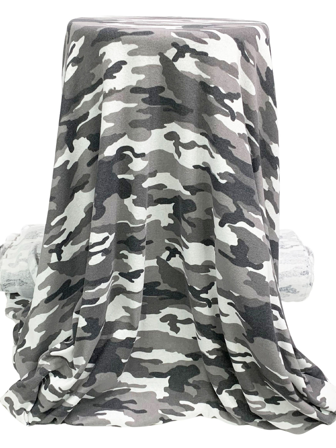 Storm Gray/White/Stone 100% Cotton Camouflage Print Rib Knit 52W
