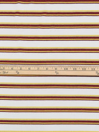 White/Barn Red/Lemon/Gold Rayon/Polyester/Metallic/Lycra Horizontal Stripe Weave Rib Knit 54W