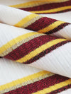 White/Barn Red/Lemon/Gold Rayon/Polyester/Metallic/Lycra Horizontal Stripe Weave Rib Knit 54W