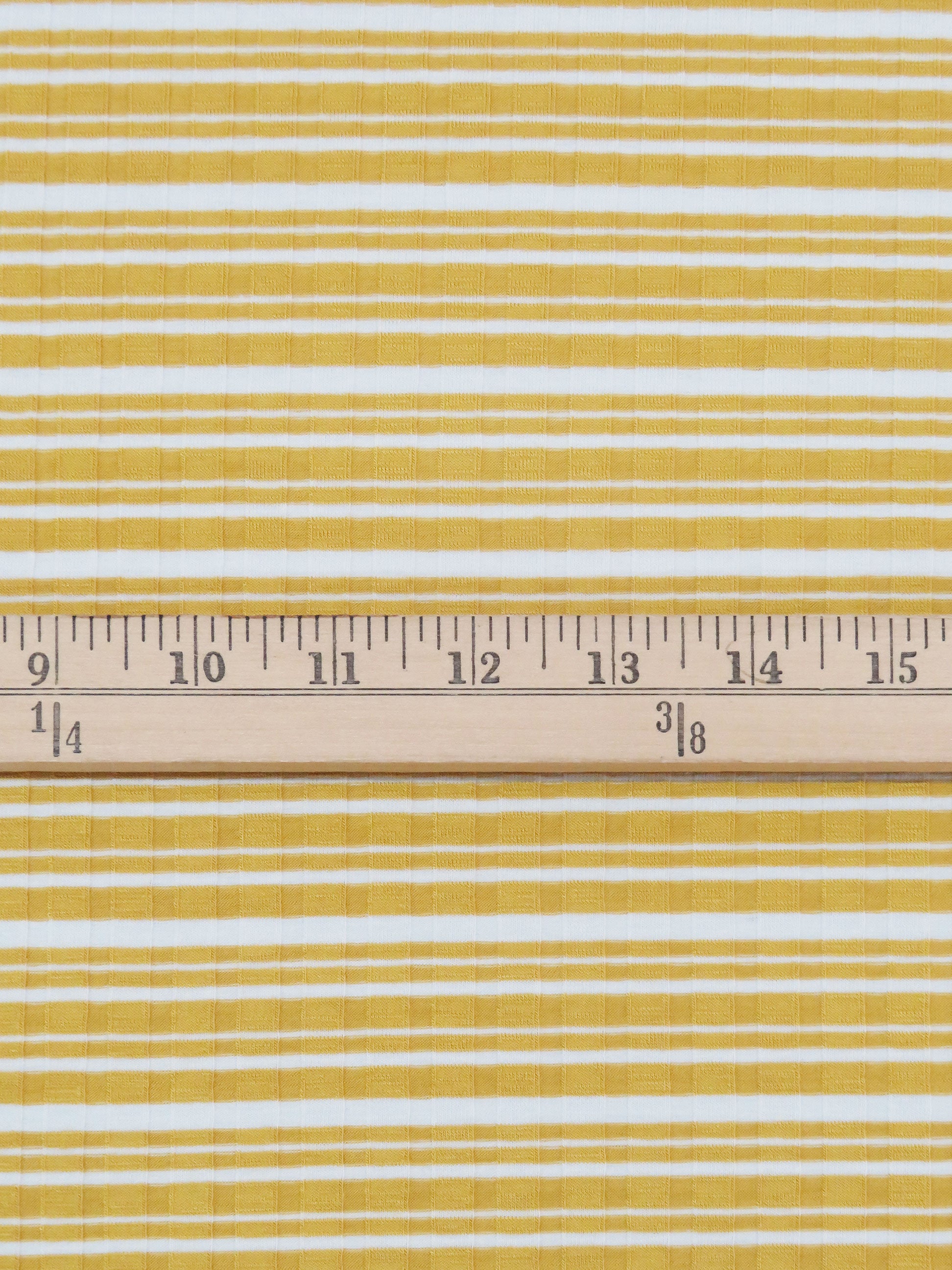 Maize/White Rayon/Lycra Horizontal Stripe Rib Knit 52W