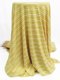 Maize/White Rayon/Lycra Horizontal Stripe Rib Knit 52W