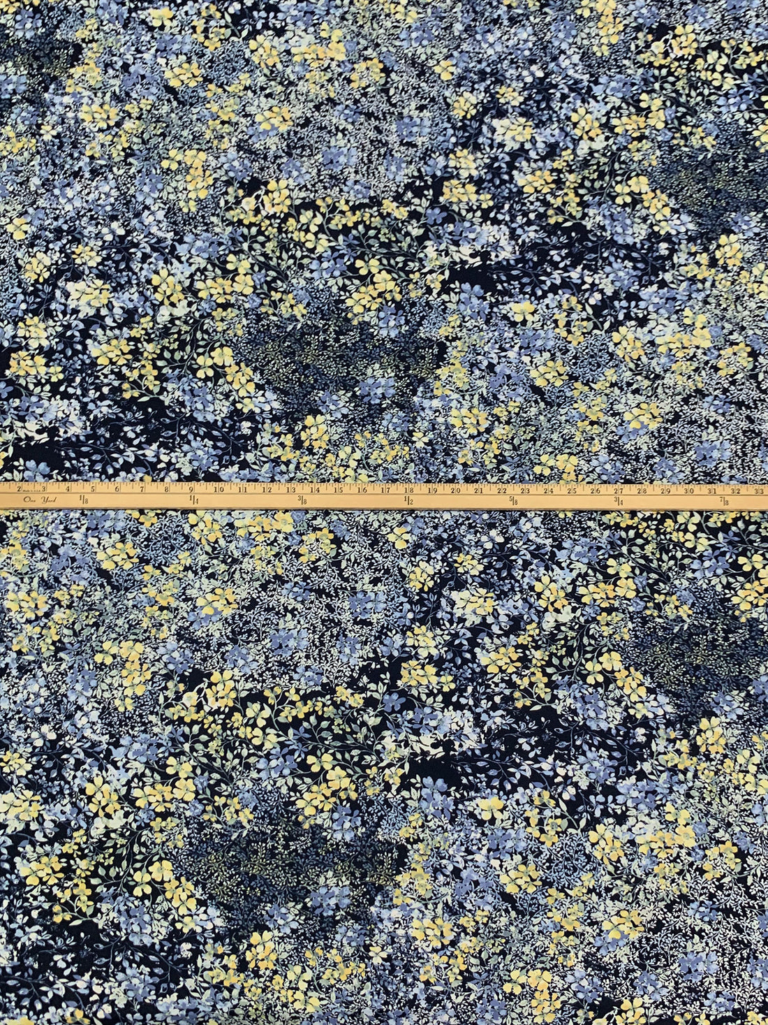 Midnight Navy/Canary/Multi Polyester/Lycra Floral Print ITY Knit 57W