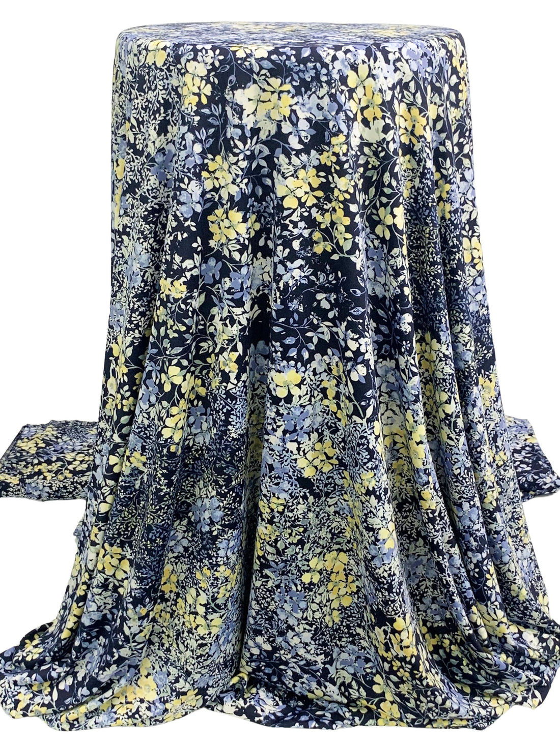Midnight Navy/Canary/Multi Polyester/Lycra Floral Print ITY Knit 57W