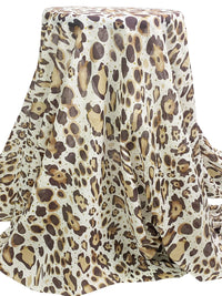 Tan/White/Gold/Black Cotton/Silk Animal Glitter Accent Print Voile 54W