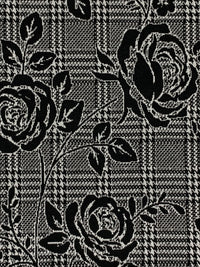 Black/Bright Silver Polyester/Lycra Floral Plaid Weave Jacquard Double Knit 58W