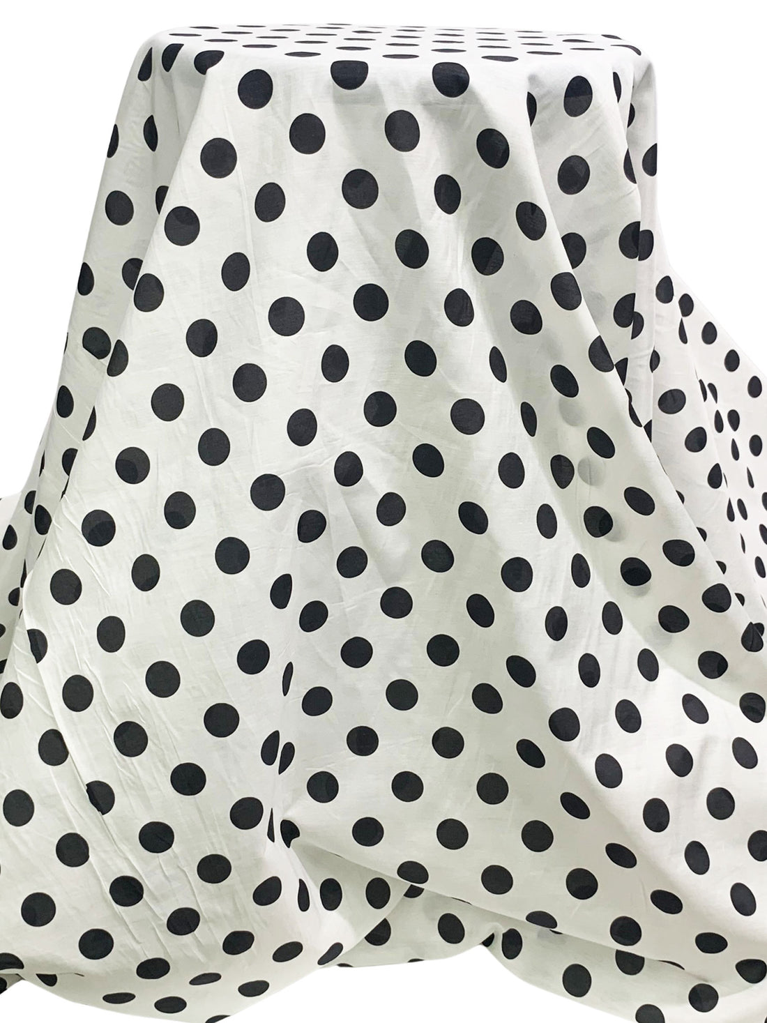 White/Black Cotton/Silk Polka Dot Print Voile 52W