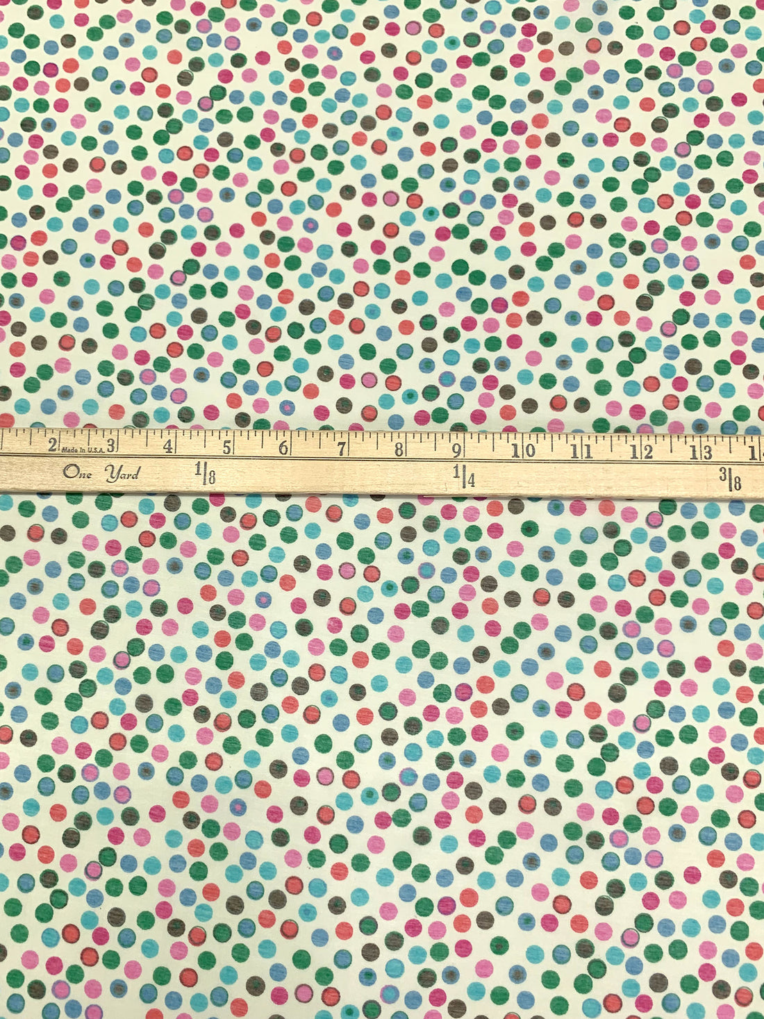 Antique Off-White/Warm Red/Dark Spring Green/Multi Cotton/Silk Scattered Dot Print Voile 55W