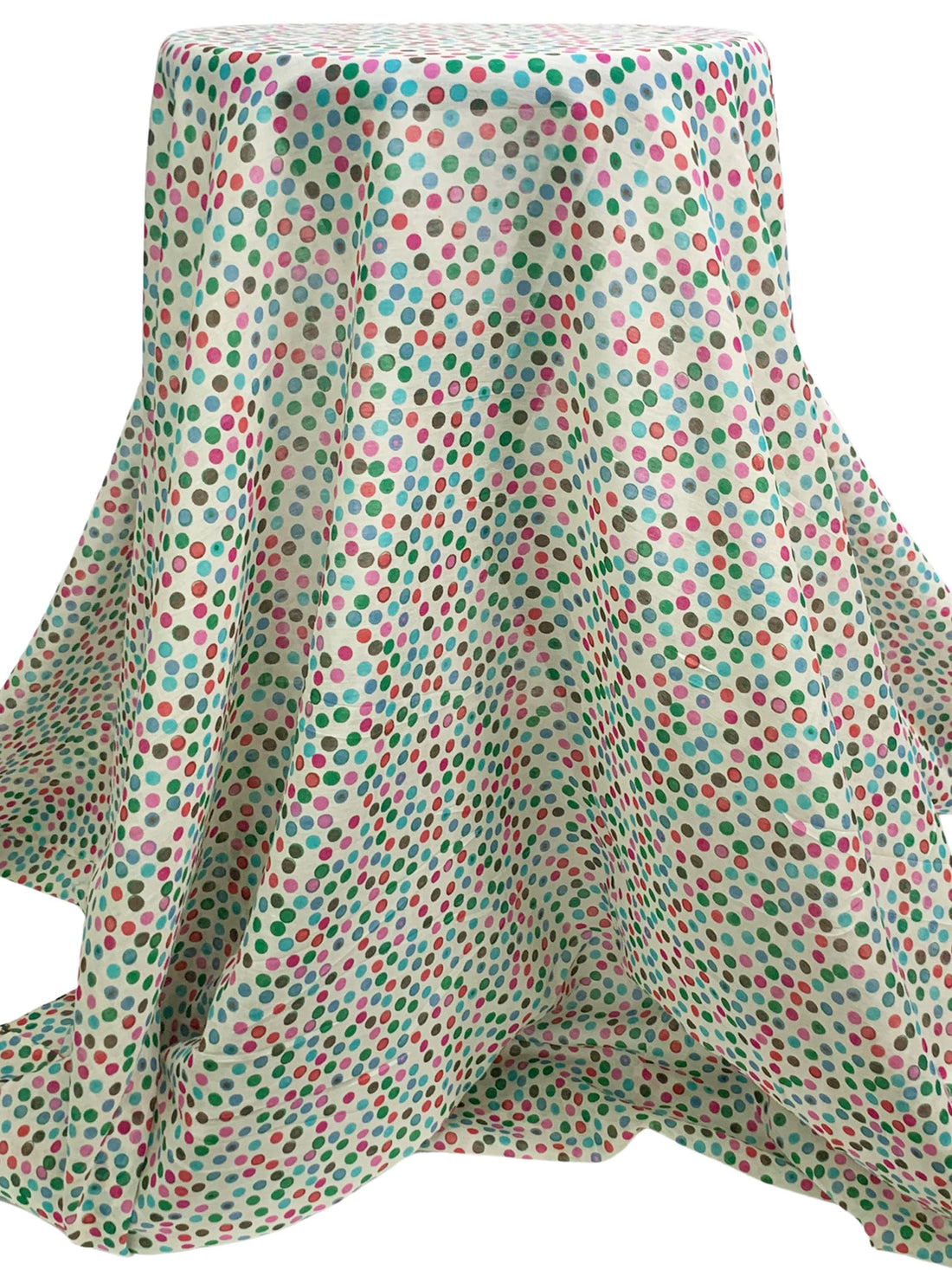 Antique Off-White/Warm Red/Dark Spring Green/Multi Cotton/Silk Scattered Dot Print Voile 55W