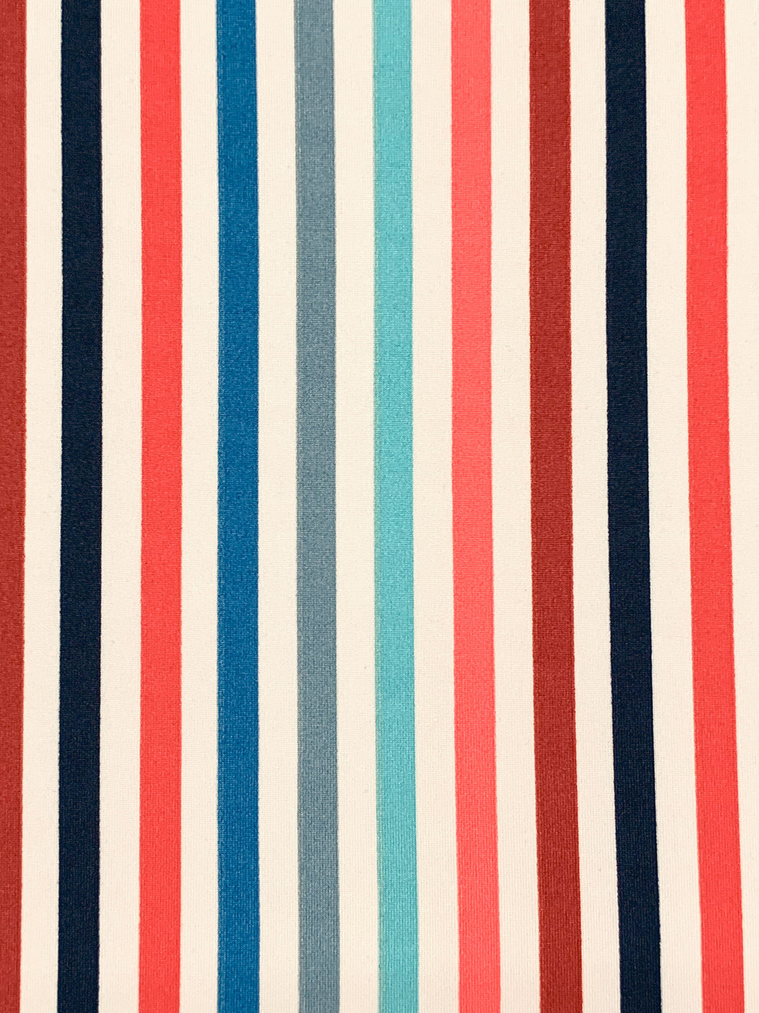 Deep Navy/Fiery Rose/Off-White/Multi Polyester/Lycra Vertical Stripe Print Double Brushed Knit 58W