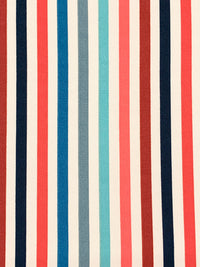 Deep Navy/Fiery Rose/Off-White/Multi Polyester/Lycra Vertical Stripe Print Double Brushed Knit 58W