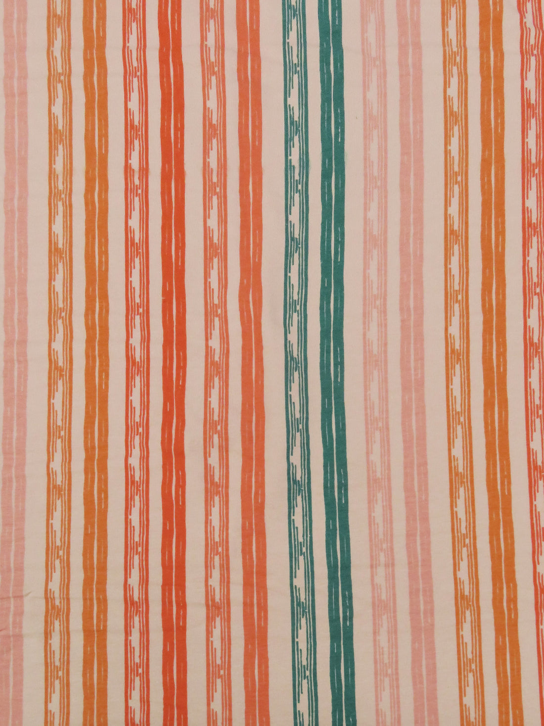 Peach/Apricot/Jungle Green/Multi Cotton/Lycra Sketchy Vertical Stripe Print Jersey Knit 60W