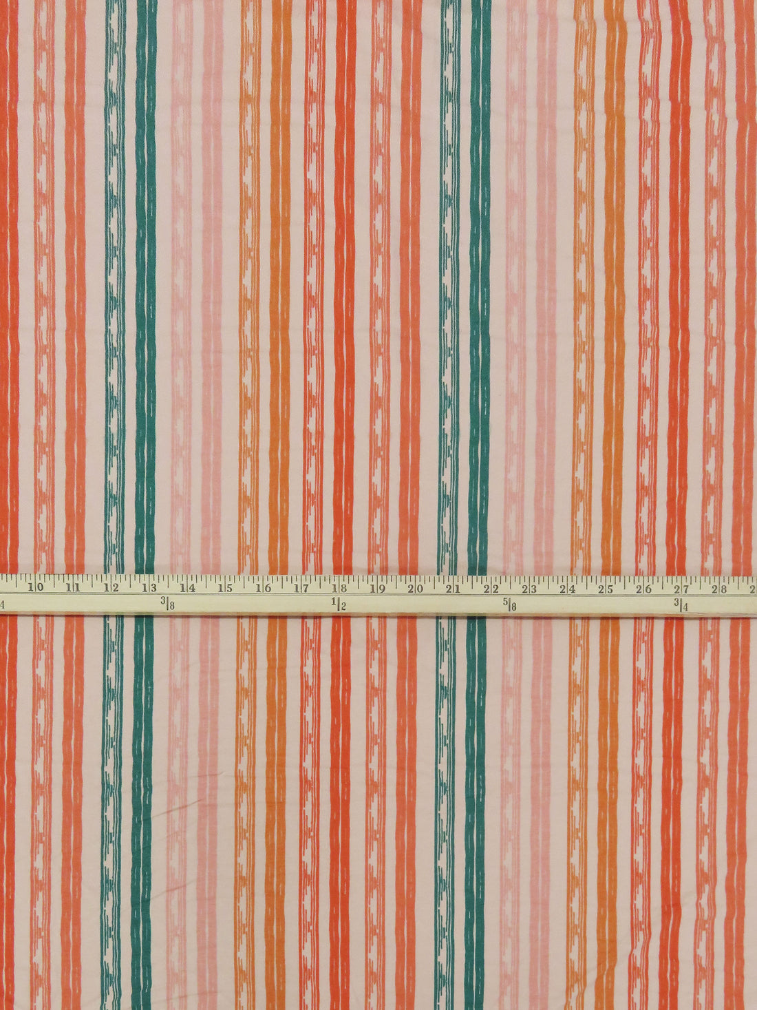 Peach/Apricot/Jungle Green/Multi Cotton/Lycra Sketchy Vertical Stripe Print Jersey Knit 60W