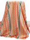 Peach/Apricot/Jungle Green/Multi Cotton/Lycra Sketchy Vertical Stripe Print Jersey Knit 60W