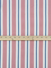 Turkish Rose/White/Moroccan Blue Polyester/Lycra Vertical Stripe Print Double Brushed Knit 60W