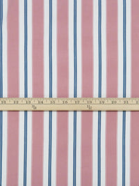 Turkish Rose/White/Moroccan Blue Polyester/Lycra Vertical Stripe Print Double Brushed Knit 60W