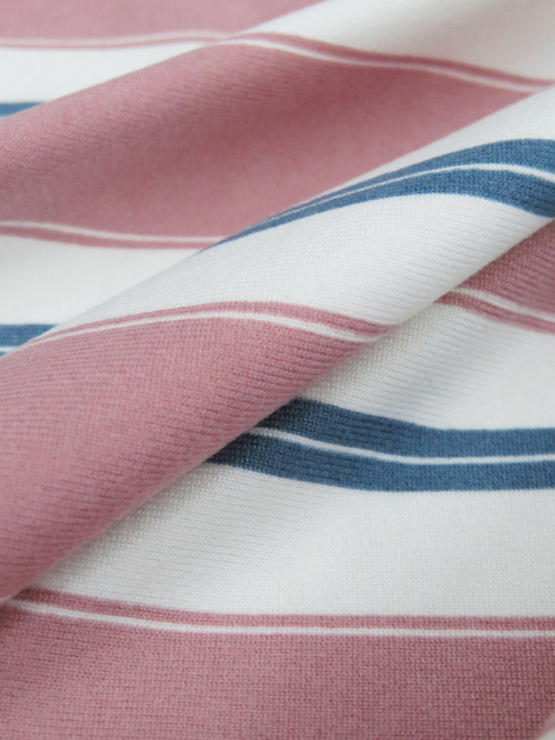 Turkish Rose/White/Moroccan Blue Polyester/Lycra Vertical Stripe Print Double Brushed Knit 60W