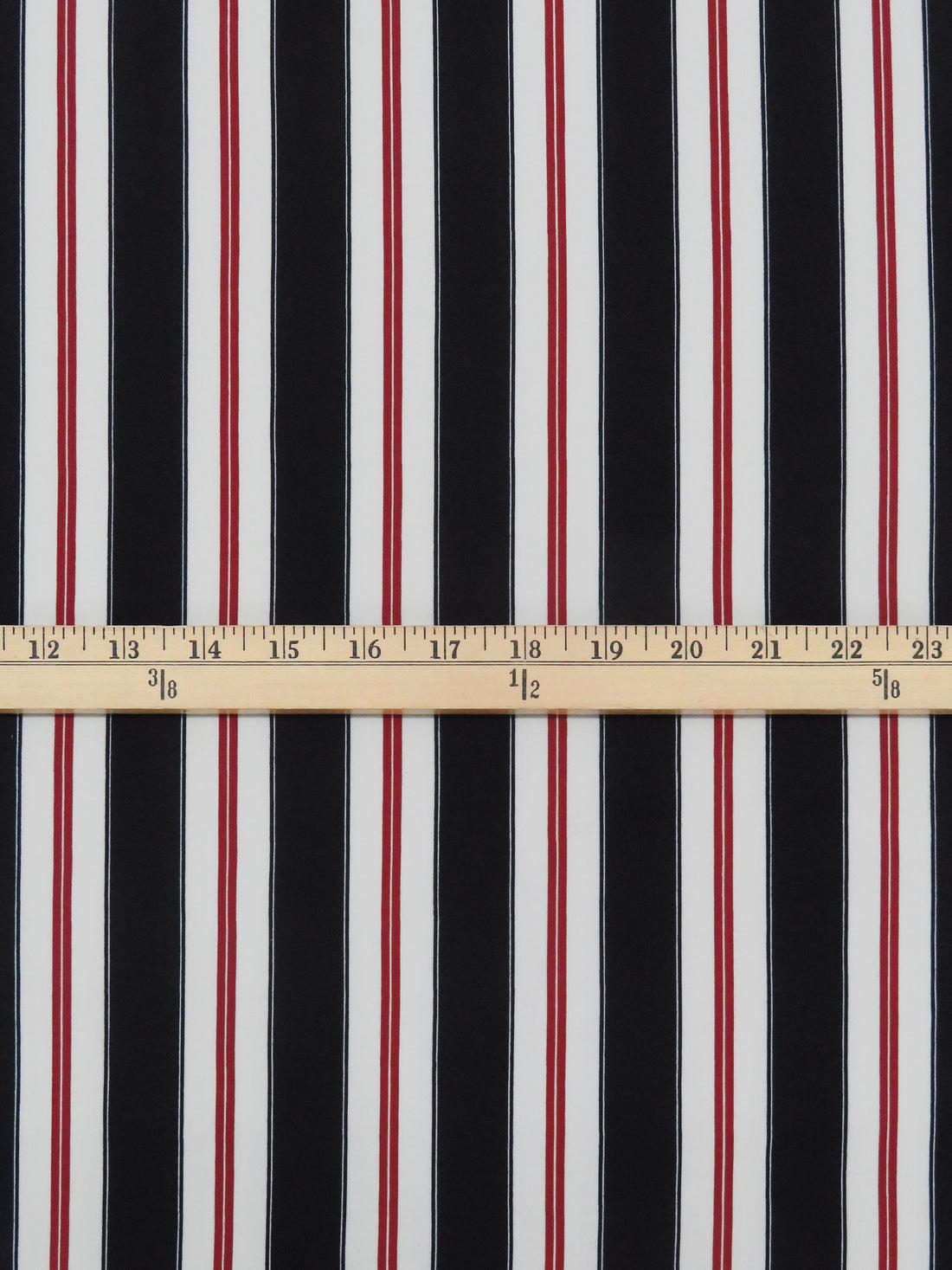 Cool Black/White/Ruby Polyester/Lycra Vertical Stripe Print Double Brushed Knit 62W