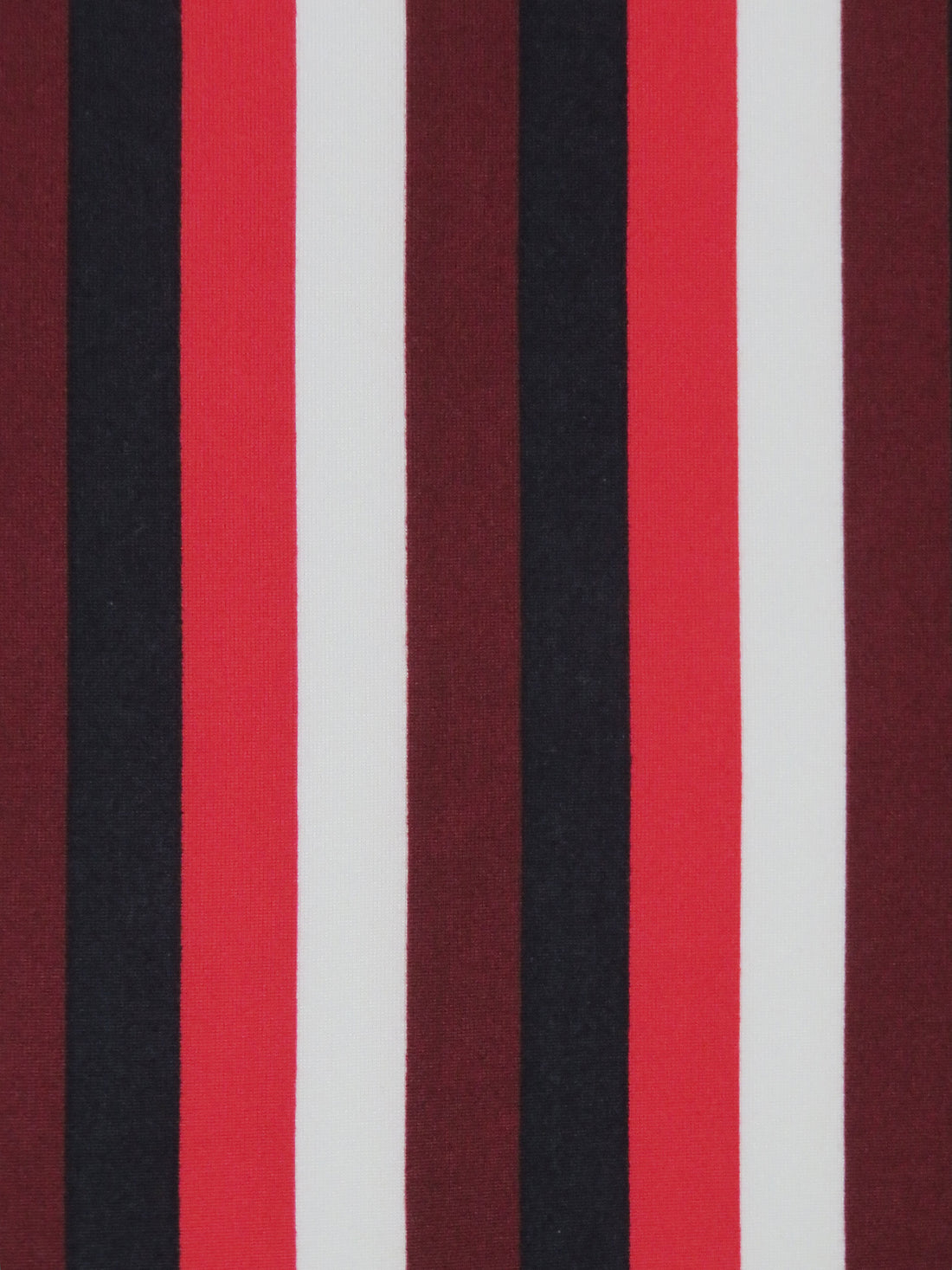 Dark Burgundy/White/Cherry/Black Polyester/Lycra Vertical Stripe Print Double Brushed Knit 58W