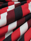 Dark Burgundy/White/Cherry/Black Polyester/Lycra Vertical Stripe Print Double Brushed Knit 58W