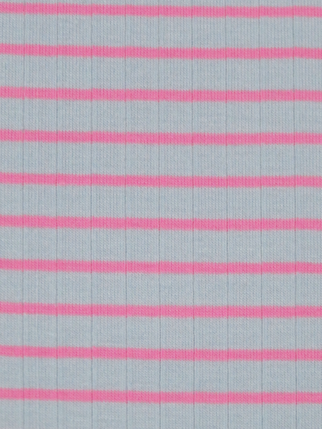 Muted Cornflower/Taffy Pink Polyester/Lycra Horizontal Stripe Rib Knit 54W