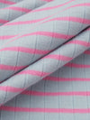 Muted Cornflower/Taffy Pink Polyester/Lycra Horizontal Stripe Rib Knit 54W