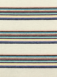 Alabaster/Dark Royal Blue/Blond/Multi Polyester/Lycra Horizontal Stripe Design Rib Knit 52W