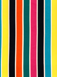 Fandango Pink/Persimmon/Canary/Multi Polyester/Lycra Vertical Stripe Print Double Brushed Knit 56W