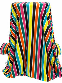 Fandango Pink/Persimmon/Canary/Multi Polyester/Lycra Vertical Stripe Print Double Brushed Knit 56W