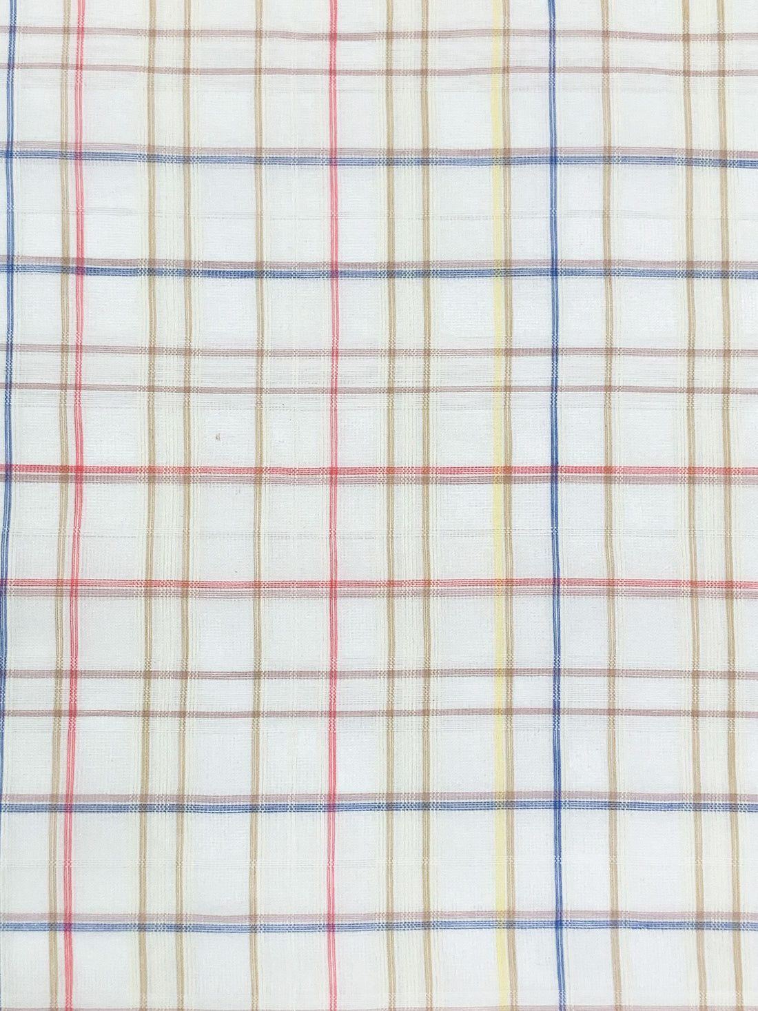White/Yellow/Blue/Multi Cotton/Silk Plaid Weave Sheer Woven 54W