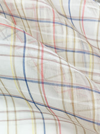 White/Yellow/Blue/Multi Cotton/Silk Plaid Weave Sheer Woven 54W