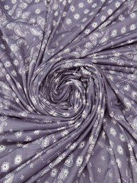 Soft Wisteria Purple/White Polyester/Lycra Overlapping Tile Print Double Brushed Knit 58W