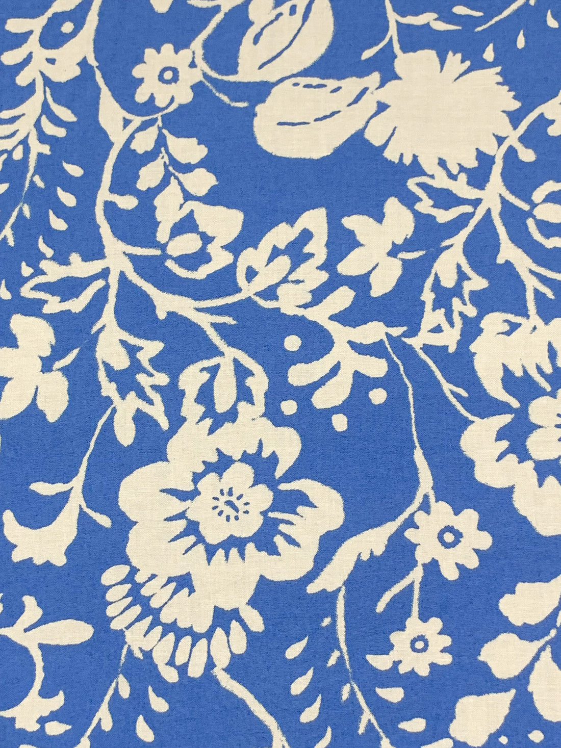 French Blue/Off-White 100% Rayon Floral Print Challis 56W
