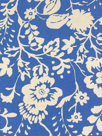 French Blue/Off-White 100% Rayon Floral Print Challis 56W